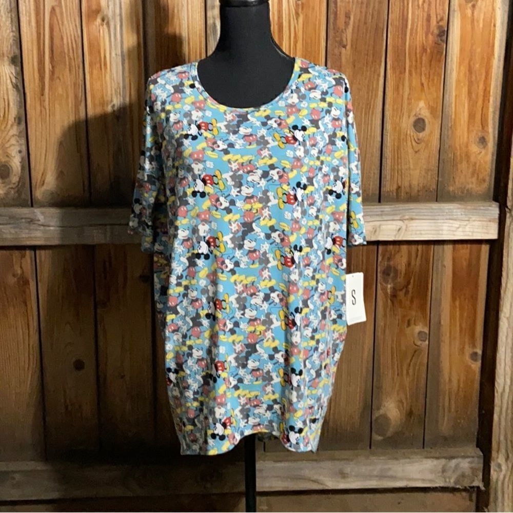LulaRoe Irma Disney top Mickey Mouse short sleeve high-lo Small FIRM on PRICE